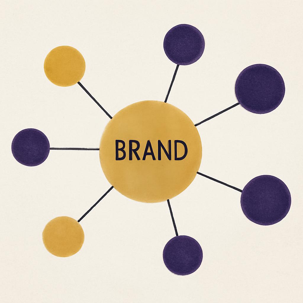 Diagramme conceptuel reliant entites, attributs et relations autour d'une marque