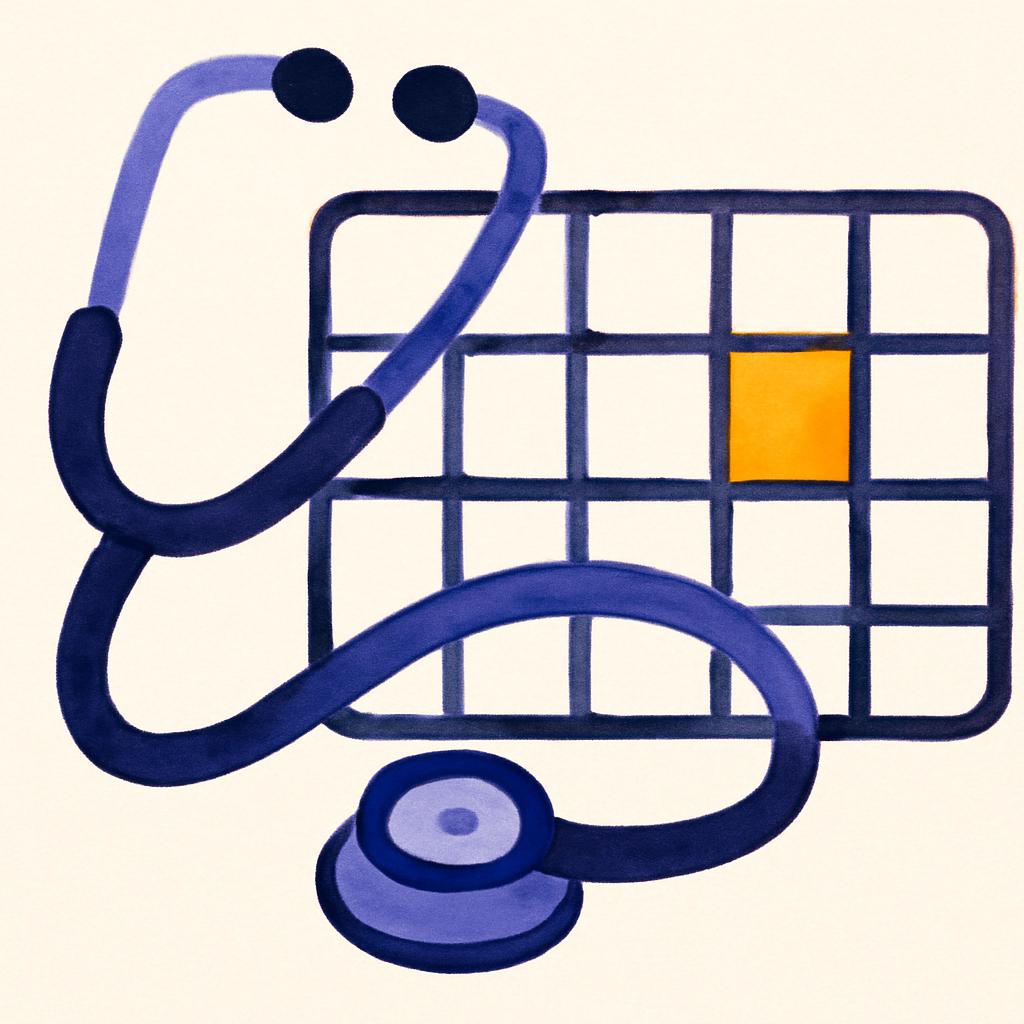 Capture d'écran stylisee d'une réponse de moteur génératif citant Doctolib pour la prise de rendez-vous médicaux