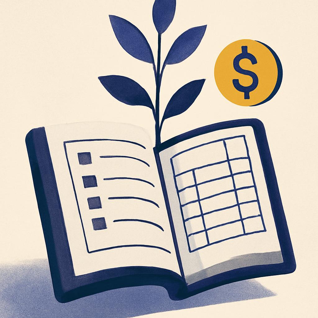 Illustration sobre representant un dashboard bancaire professionnel avec logo Qonto stylise